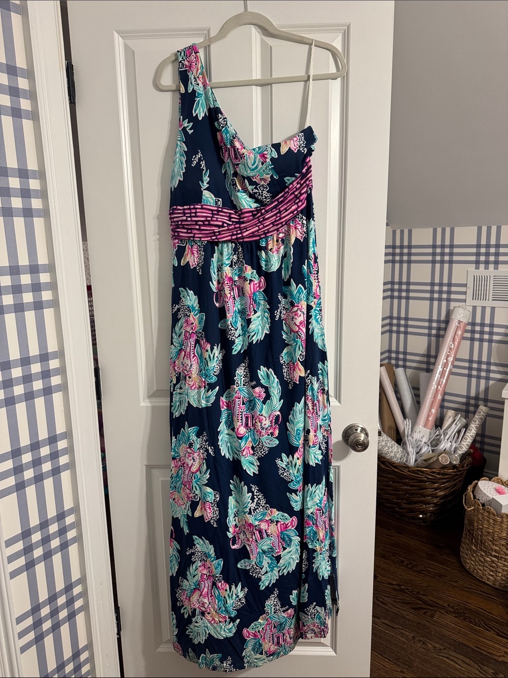 Lilly Pulitzer one shoulder maxi dress